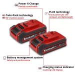 Komplet dve PXC Plus baterije Power-X-Change Plus Twinpack 18V 2x4,0Ah EINHELL - Slika 9